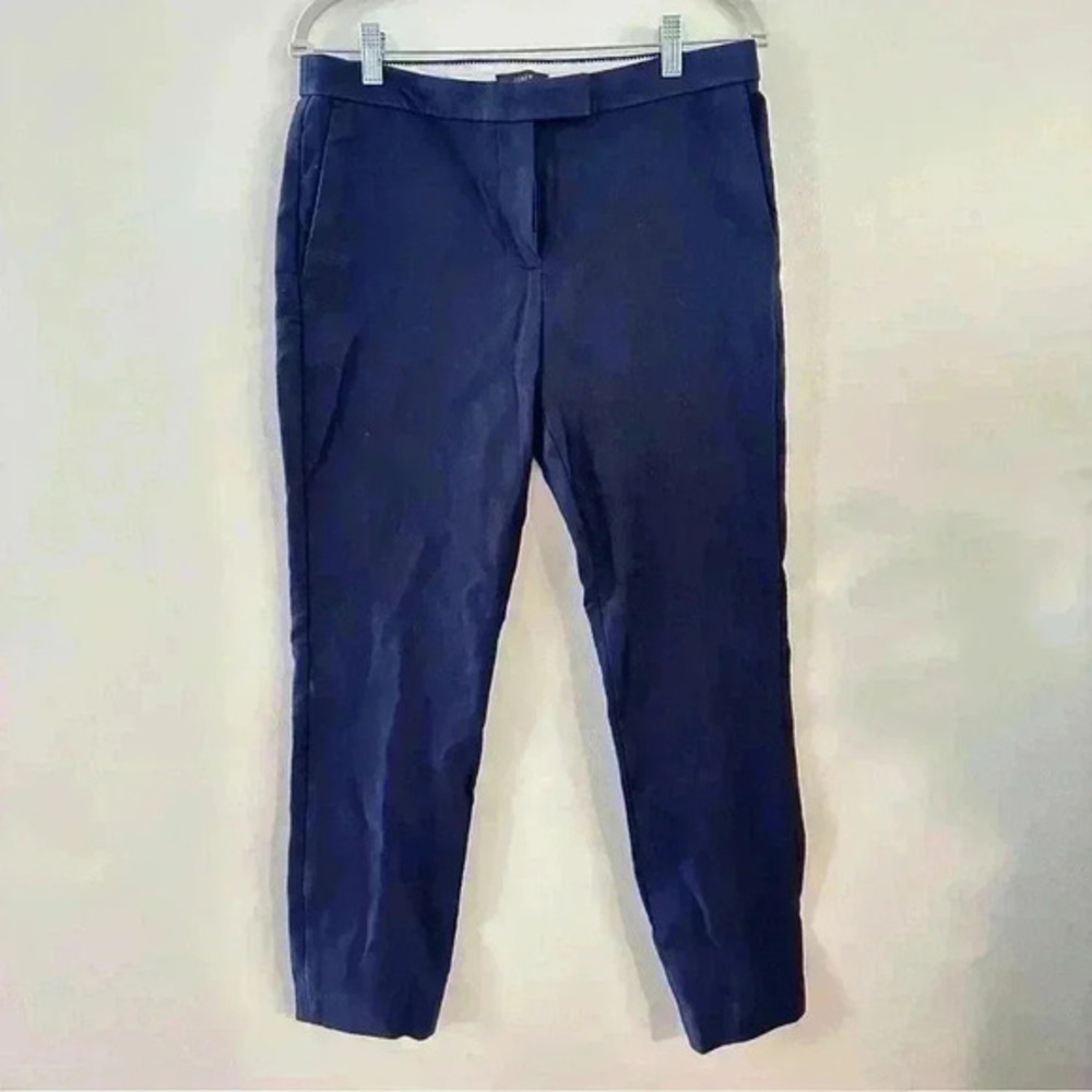 J Crew Womens Size 8 Dark Blue Casual Dress Pants Straight‎ Leg Stretch